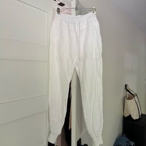 James Perse White Linen Joggers